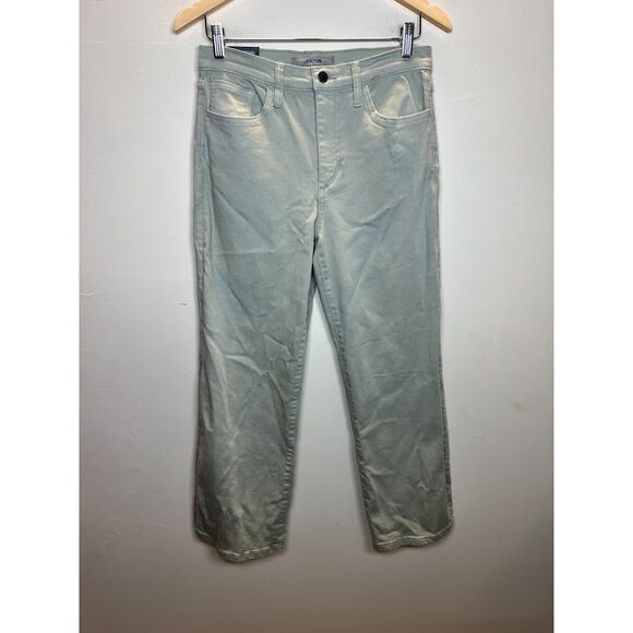 Joe's Women's Size 27 Gloss Green The Black High Rise Wide Leg Crop Jeans NWT - Picture 5 of 9